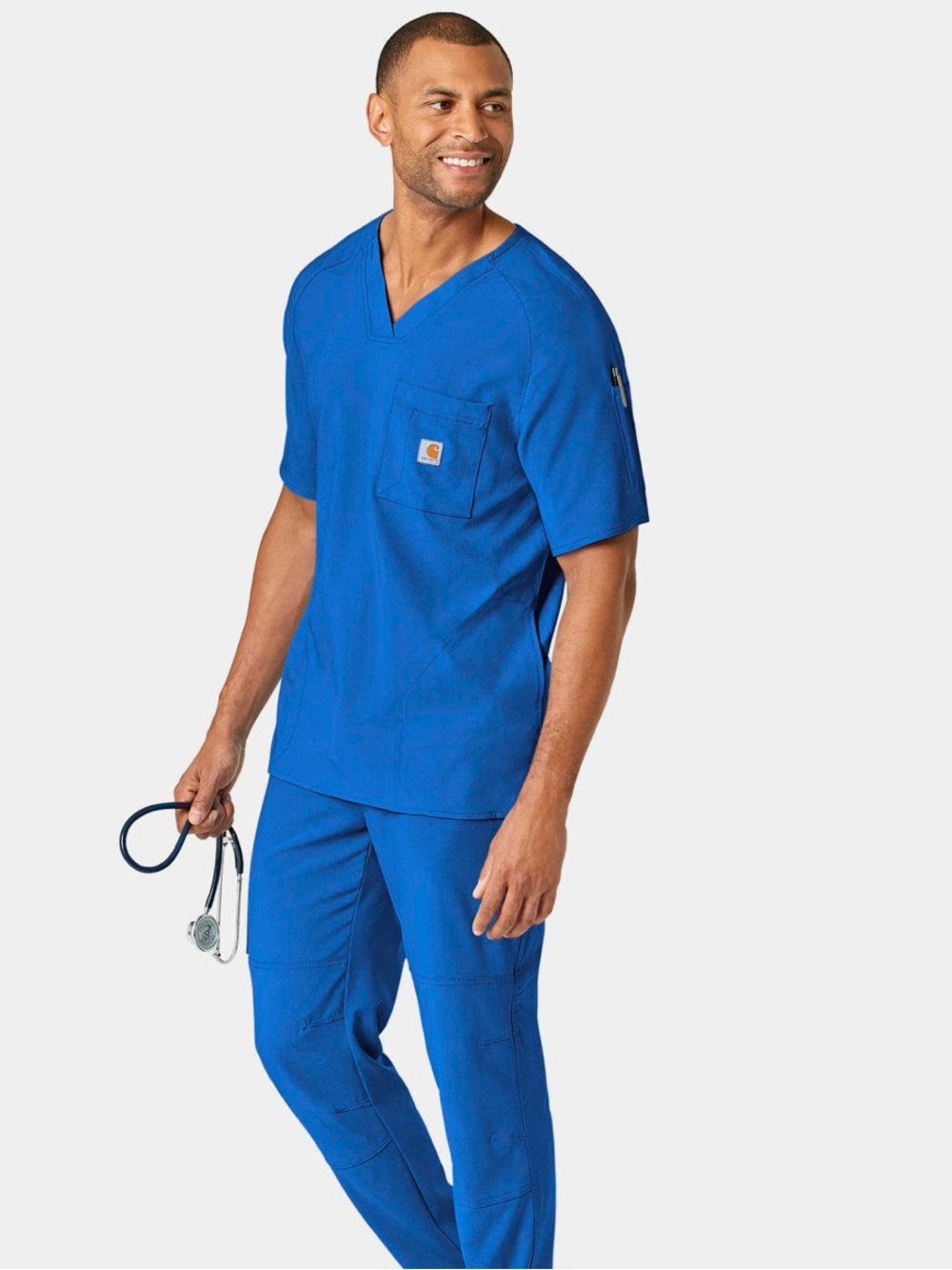 CARHARTT Cross-Flex Men's V-Neck Scrub Top Blue Large NWT